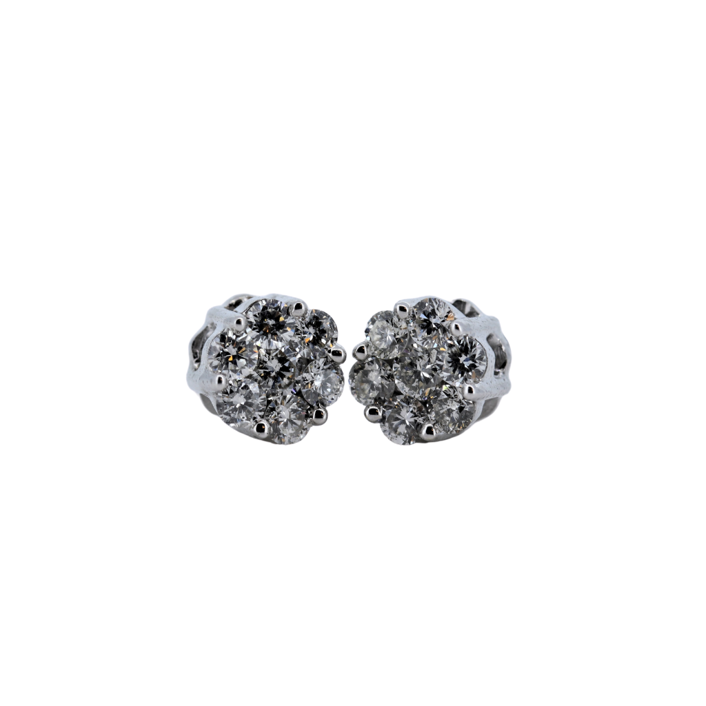 0.52ctw Diamond Floral Stud Earrings in 14K White Gold