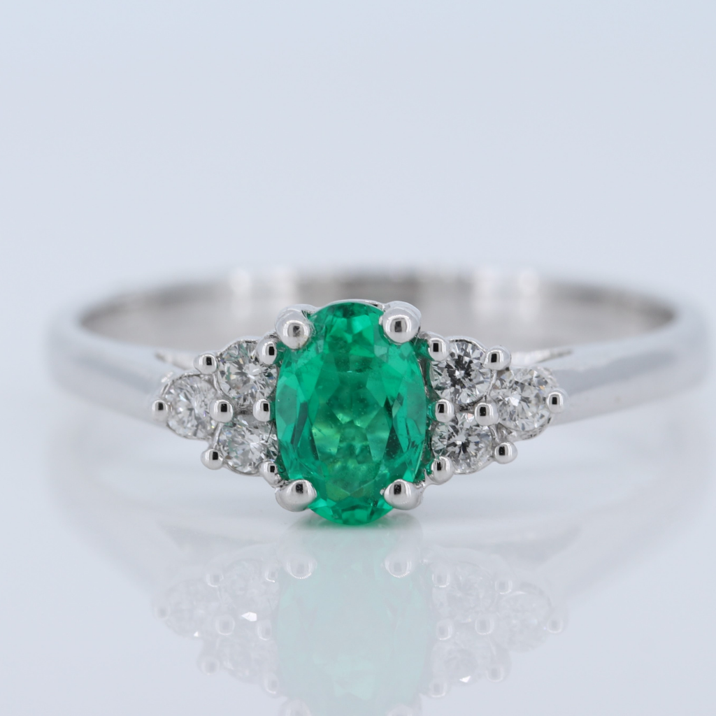 Petite Emerald 14kt White Gold Engagement Ring