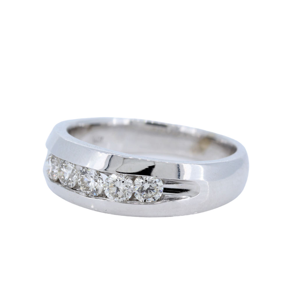 5 Stone Men&#39;s Channel 0.93ctw Diamond Band in a 14Kt White Gold Setting