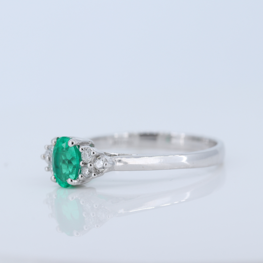 Petite Emerald 14kt White Gold Engagement Ring