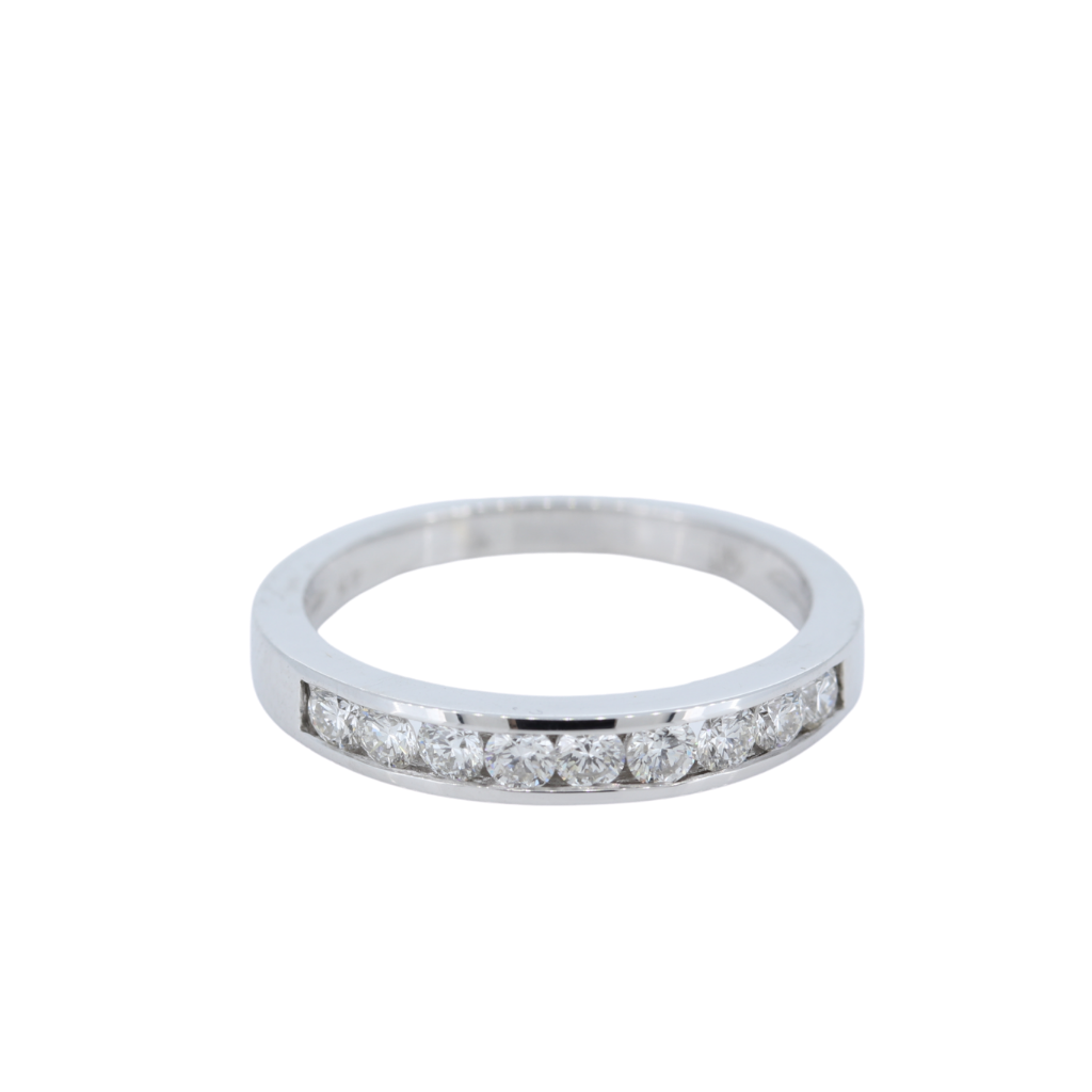 9 Stone Channel Set Diamond Band in 14Kt White Gold (0.48ctw)