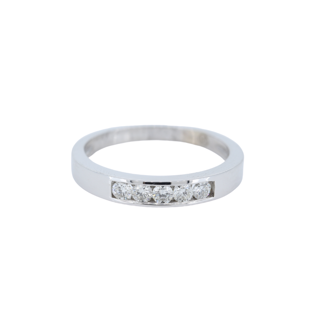 5 Stone Channel Set 0.26ctw Diamond Band in 14Kt White Gold