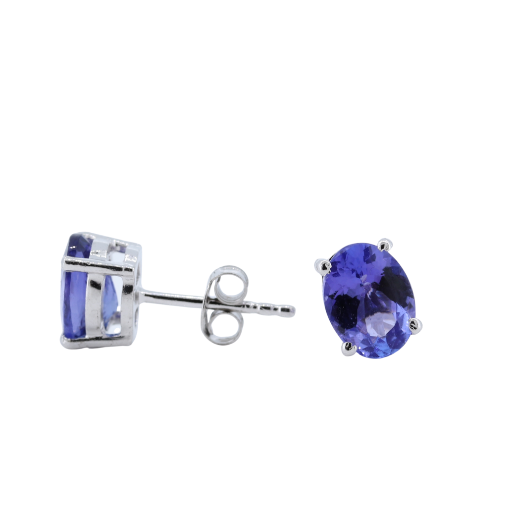 Oval Solitaire Tanzanite Stud Earrings