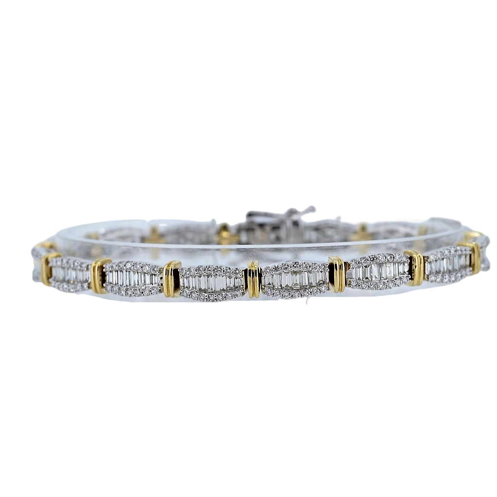 Round And Baguette 5.00ctw Diamond Bracelet in 14kt Two Tone Gold