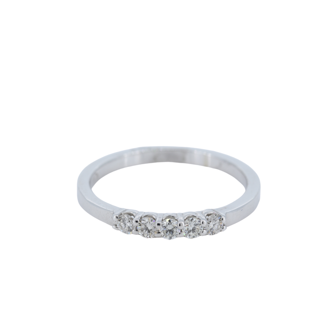Shared Prong 5 Stone 0.25ctw Diamond Band In 14Kt White Gold