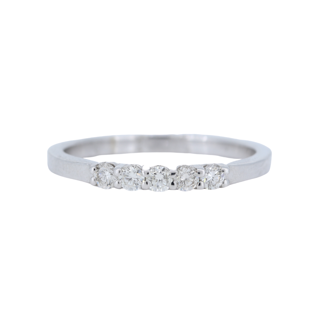Shared Prong 5 Stone 0.25ctw Diamond Band In 14Kt White Gold