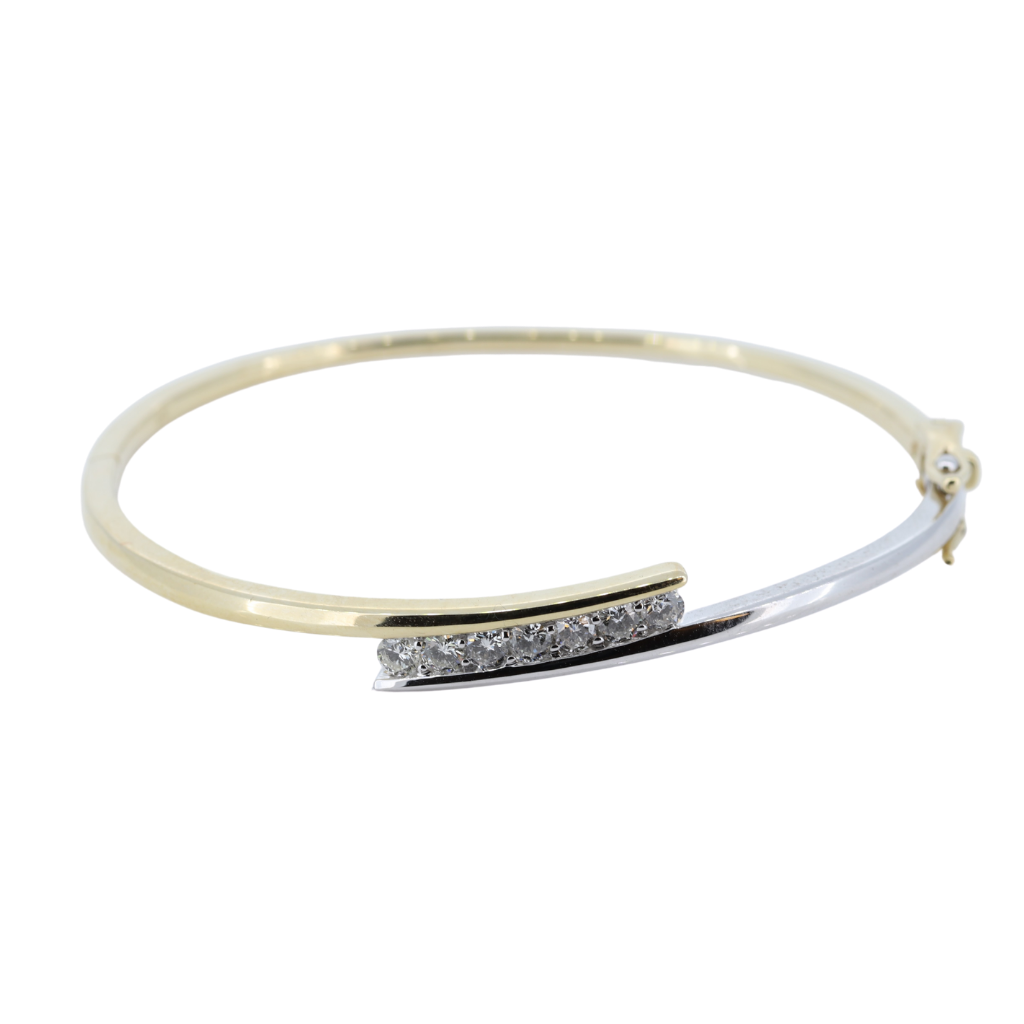 7 Diamonds Bypass Bangle in 14kt Two-Tone Gold (0.69ctw)