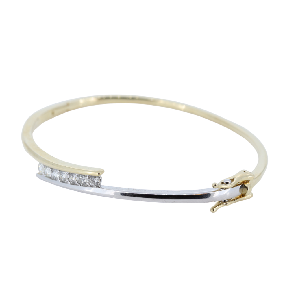 7 Diamonds Bypass Bangle in 14kt Two-Tone Gold (0.69ctw)