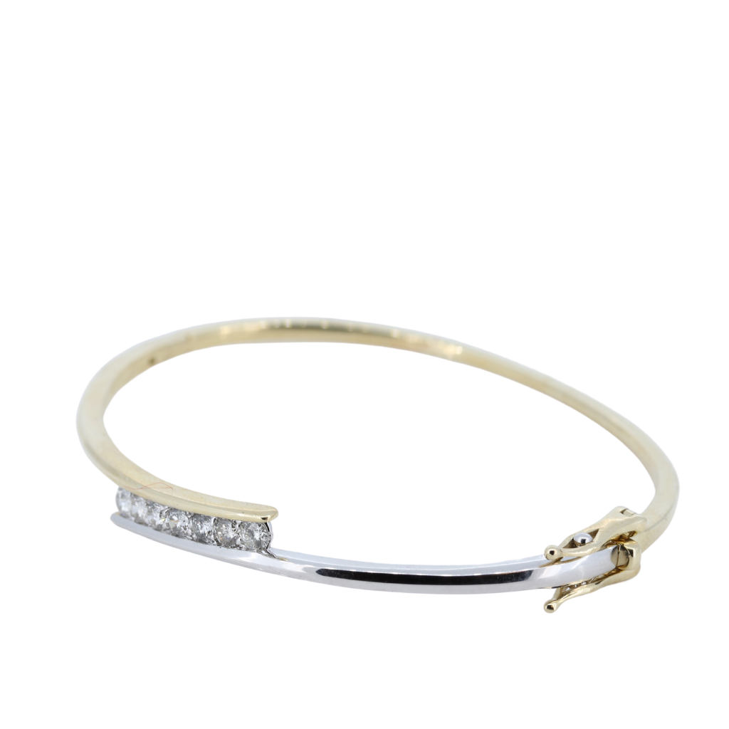 7 Diamonds Bypass Bangle in 14kt Two-Tone Gold (0.70ctw)
