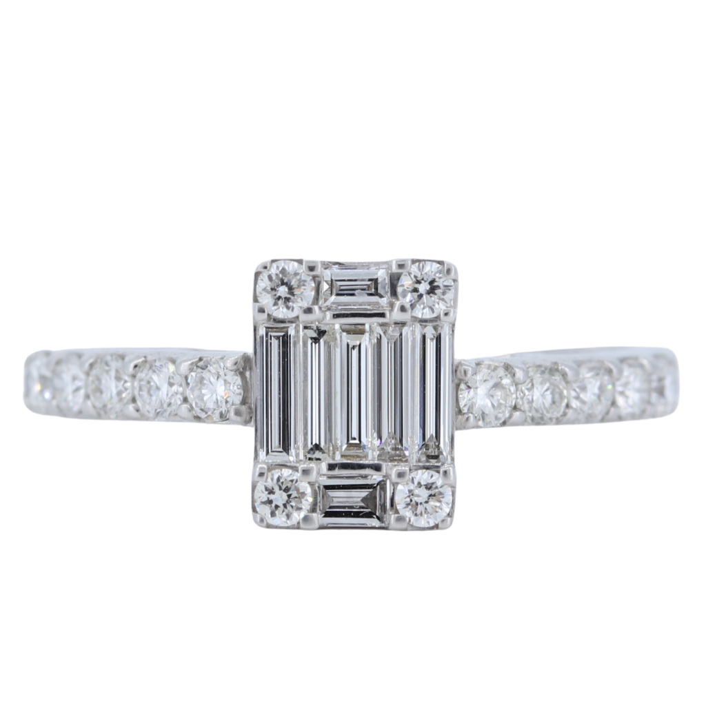 Baguette Cut Diamond Ring in 18Kt White Gold