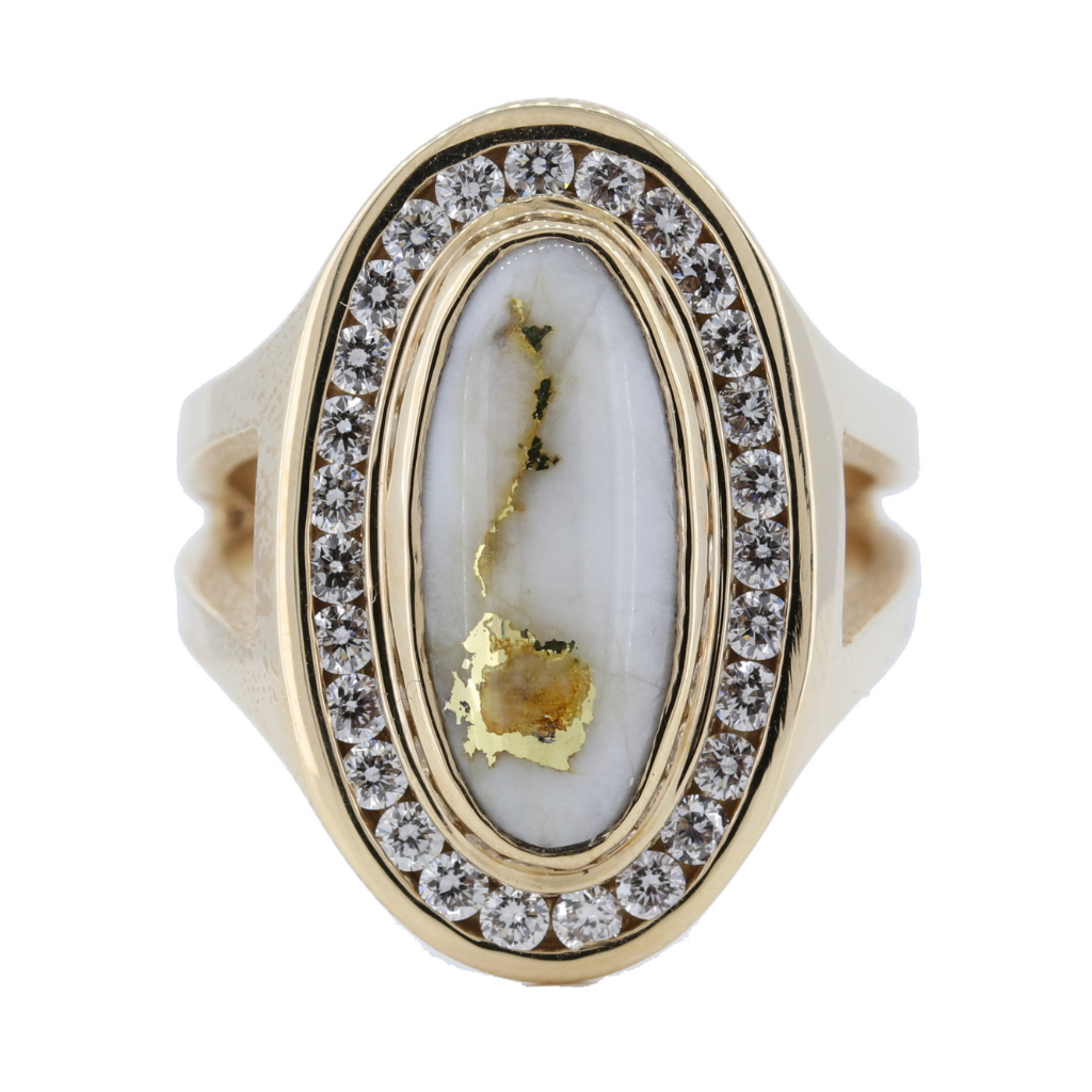 14K Yellow Gold Quartz Ring With 0.72Ct Diamonds