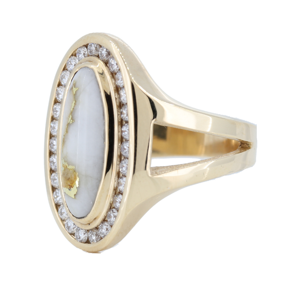 14K Yellow Gold Quartz Ring With 0.72Ct Diamonds