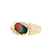 14kt Yellow Gold Ammolite Oval Inlay Men's Ring With Diamonds D0.12Ct