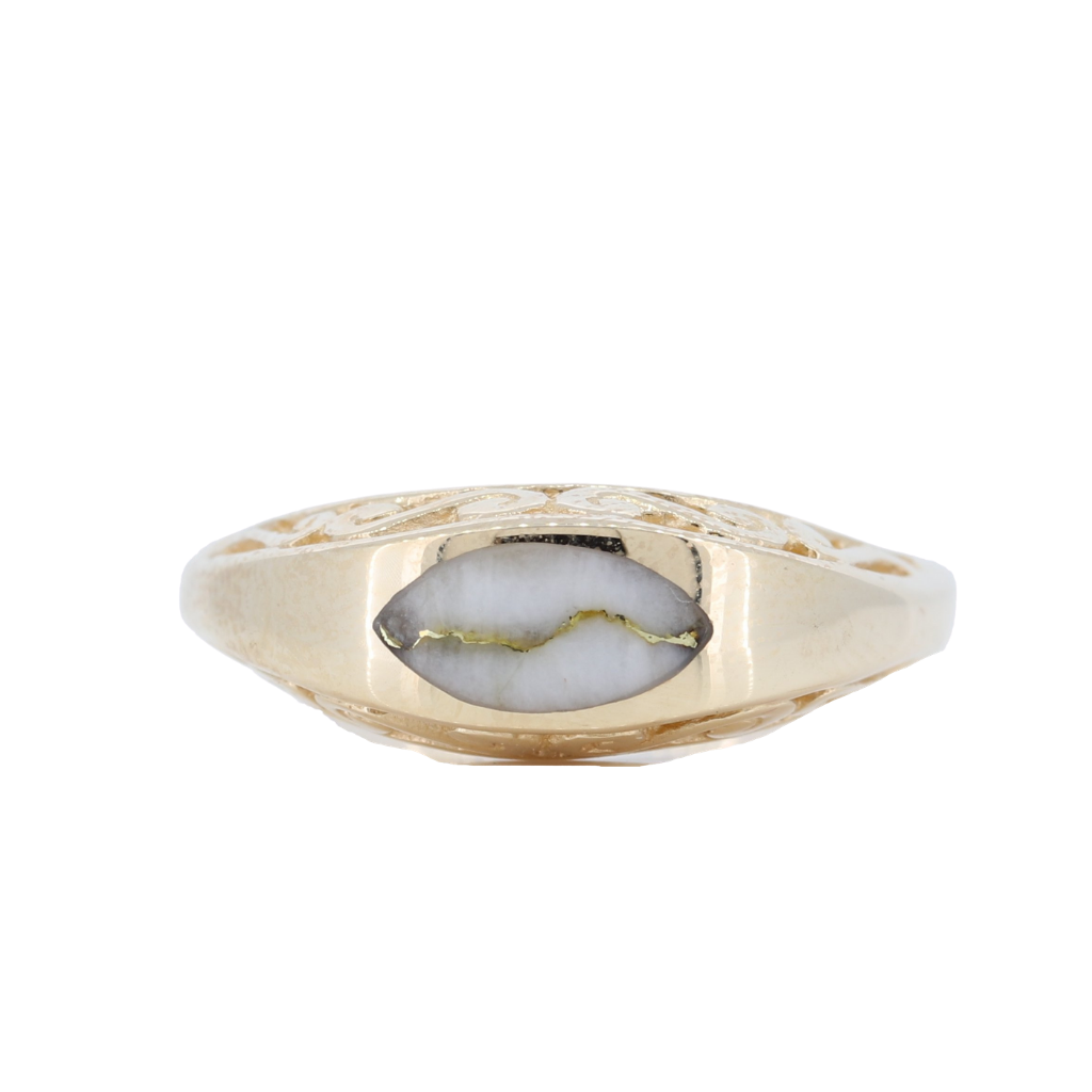 14K Yellow Gold Quartz Vintage Marquise Ring