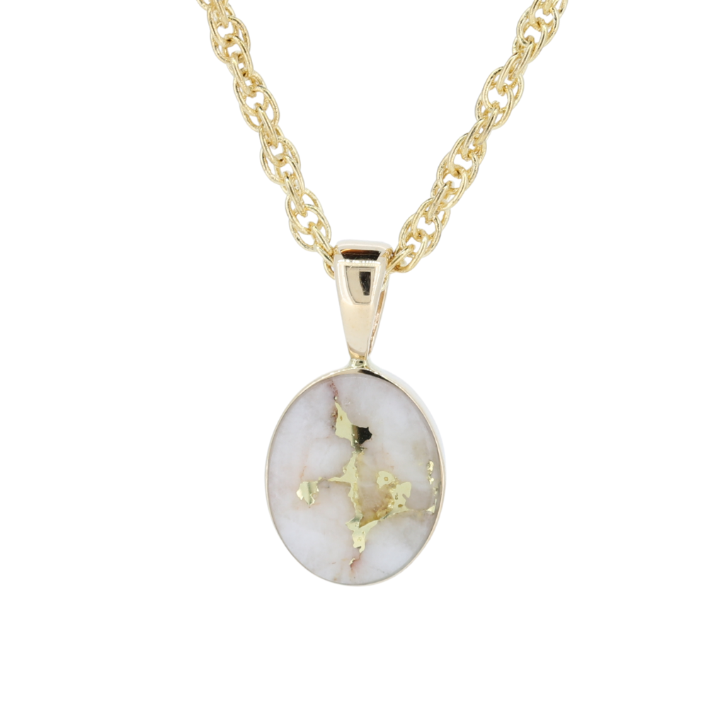 Gold Quartz Pendant in 14Kt Yellow Gold