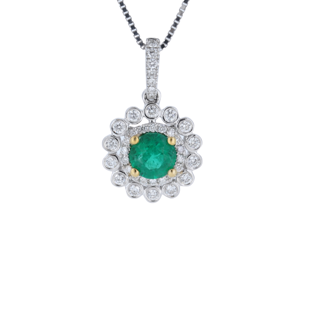 14kt White Gold Emerald Pendant