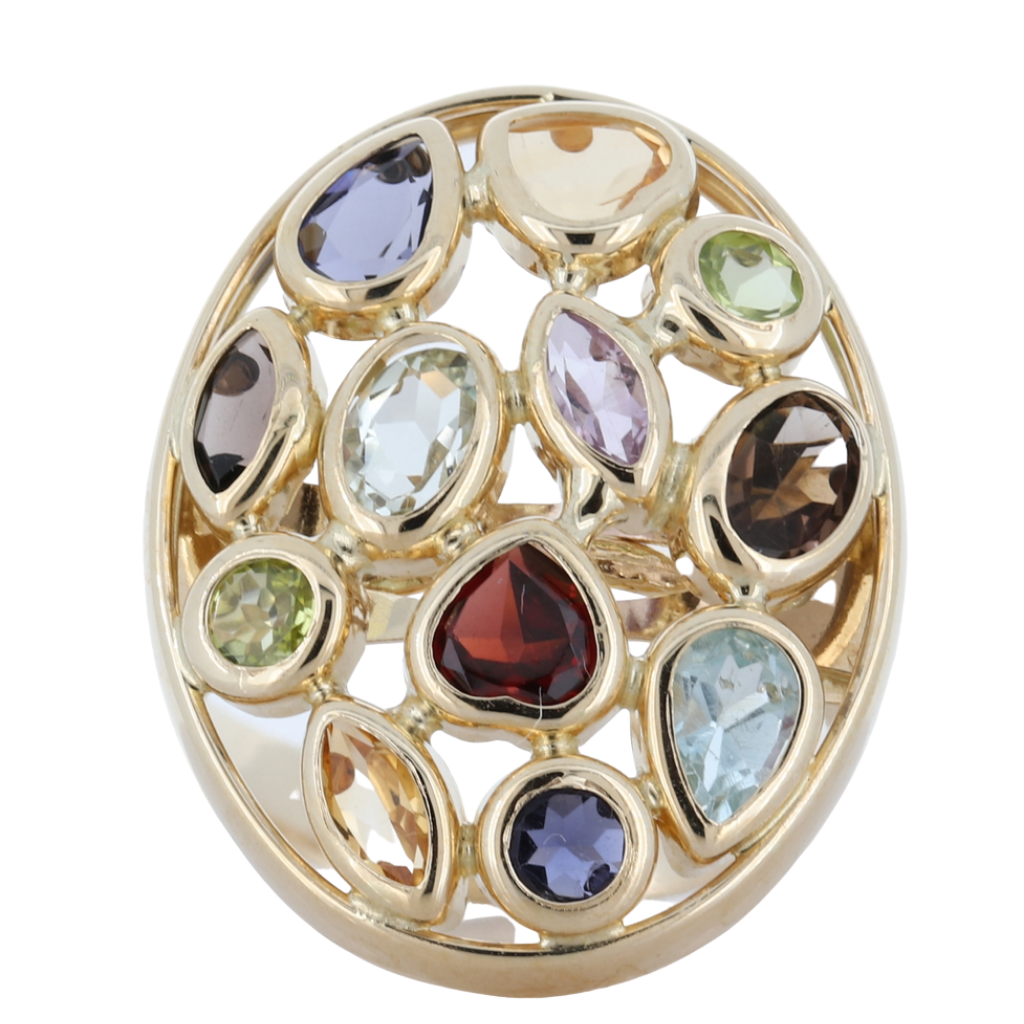 Gold ring with coloured 2025 stones