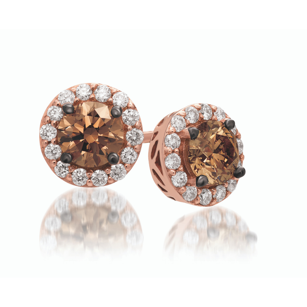 14Kt Strawberry And Diamond Stud Earrings