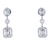 18Kt Ladies Dangling Diamond Earring Total Weight 1.19Cts In White Gold With Baguette And Round Cut Diamonds.