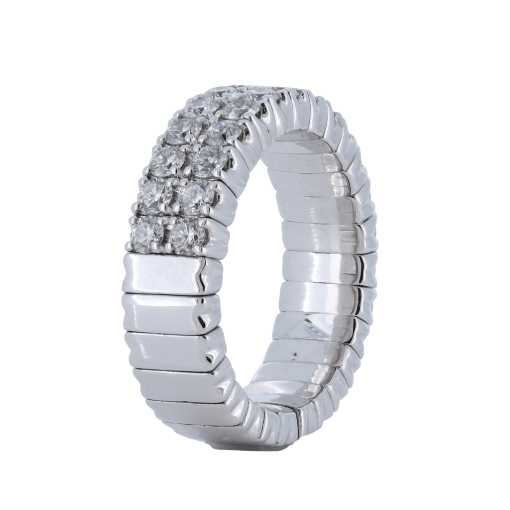 18Kt White Gold Stretchable Diamond Ring With 1.45Ct Diamonds