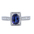 1 Carat Sapphire Ring w Diamond halo in 14kt White Gold