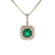 Cushion Emerald And Double Halo Diamond Pendant In 14Kt Yellow Gold