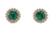 Round Natural Emerald Halo Stud Earrings In 14Kt Yellow Gold