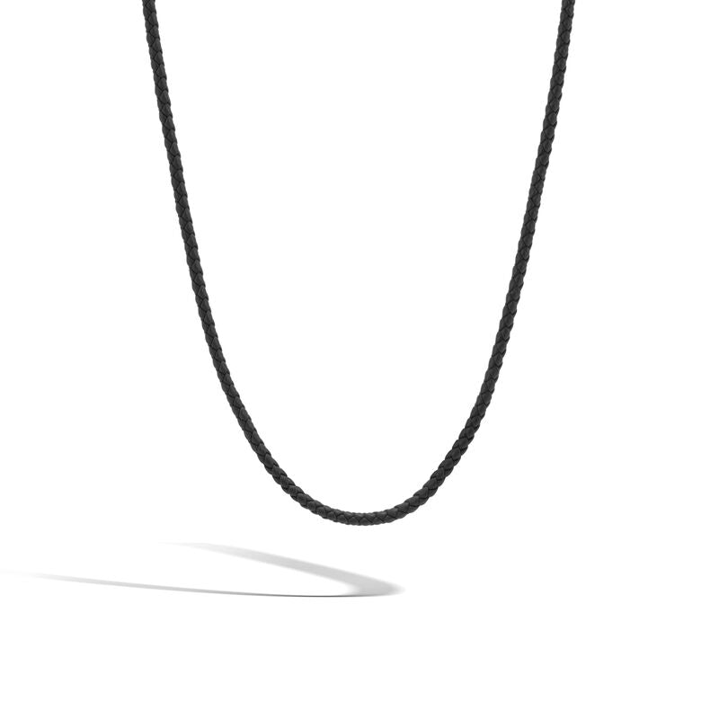 Classic Chain Silver Necklace with Leather Cord