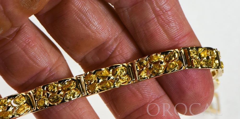14k Yellow Gold Finish Handmade Adorable Men's Nugget Bracelet 17 mm 8.5