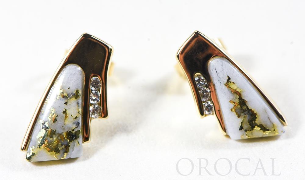 Gold Quartz Earrings "Orocal" EDL129D9Q Genuine Hand Crafted Jewelry - 14K Gold Casting