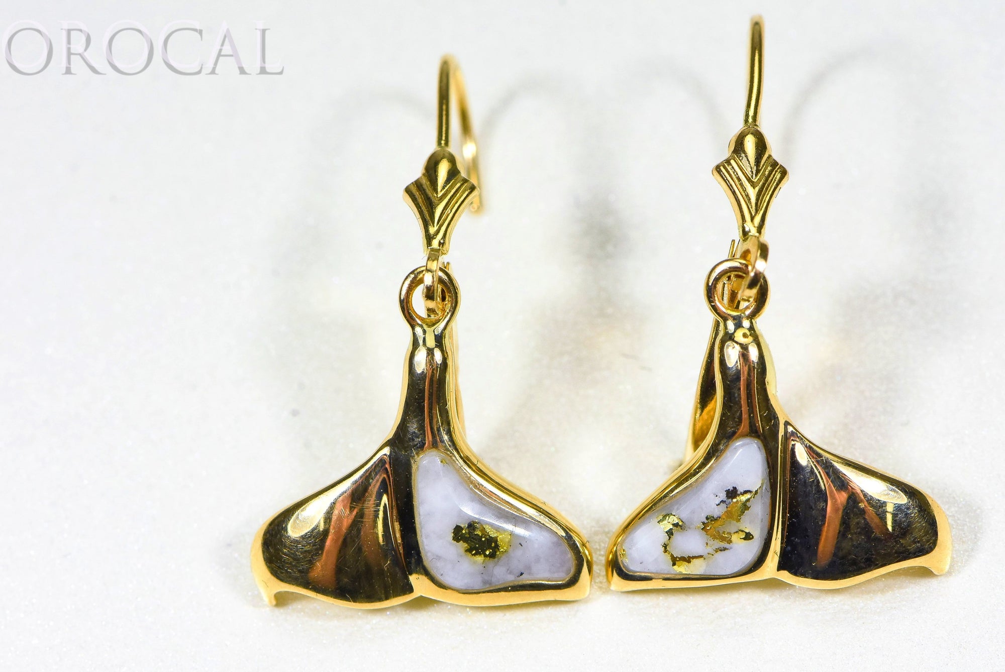 Gold Quartz Earrings "Orocal" EDL12WT12Q/LB Genuine Hand Crafted Jewelry - 14K Gold Casting
