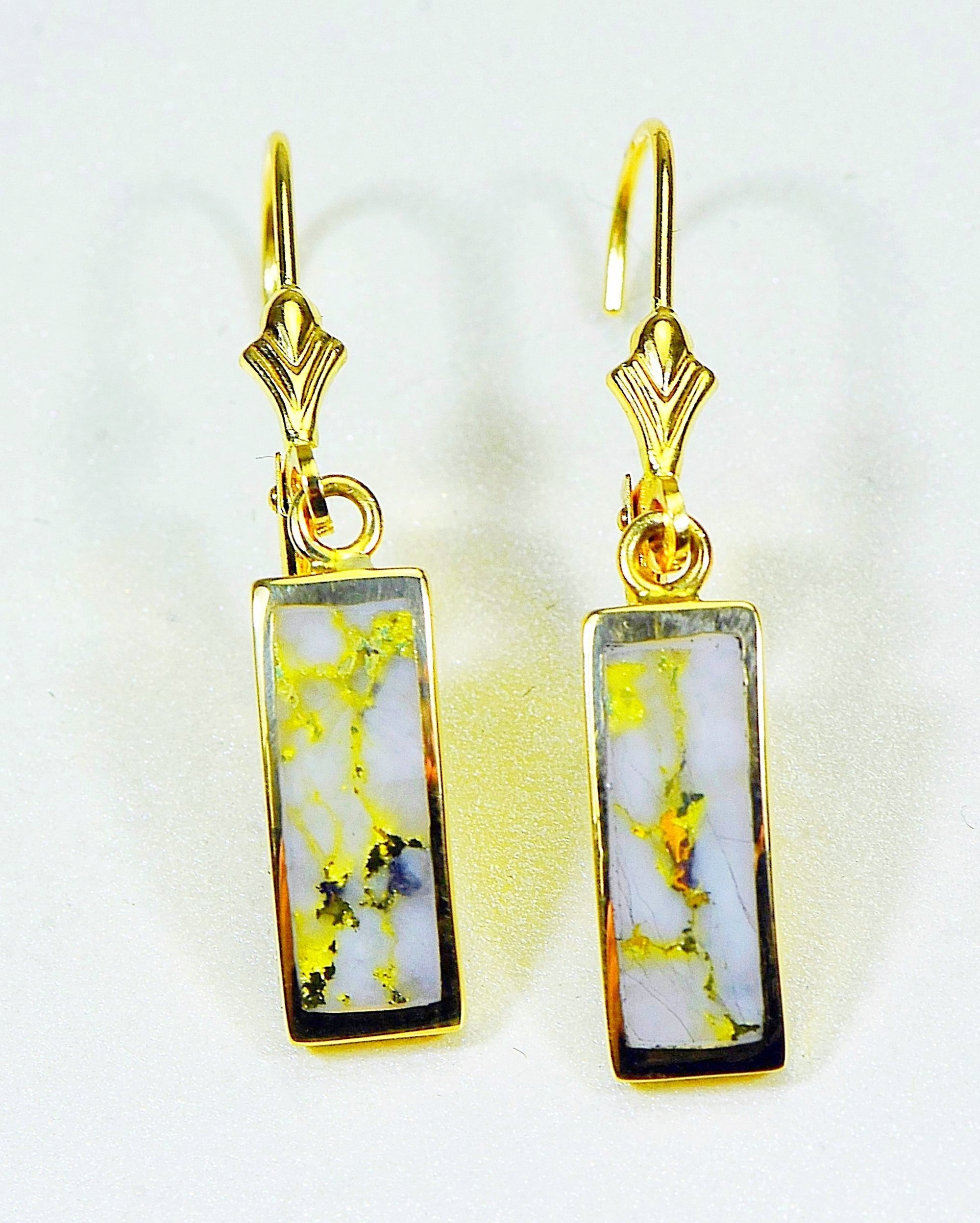 Gold Quartz Earrings "Orocal" EB5.5MMQ/LB Genuine Hand Crafted Jewelry - 14K Gold Casting