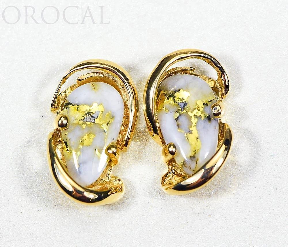 Gold Quartz Earrings "Orocal" EN784SQ Genuine Hand Crafted Jewelry - 14K Gold Casting