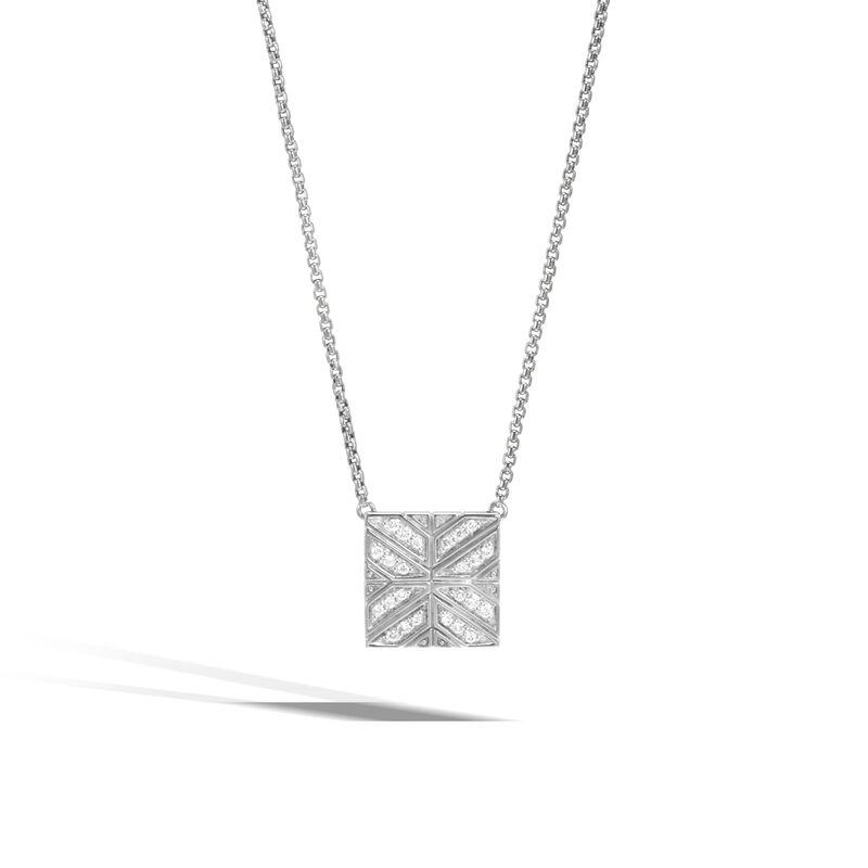 Modern Chain Necklace In Silver With Diamonds