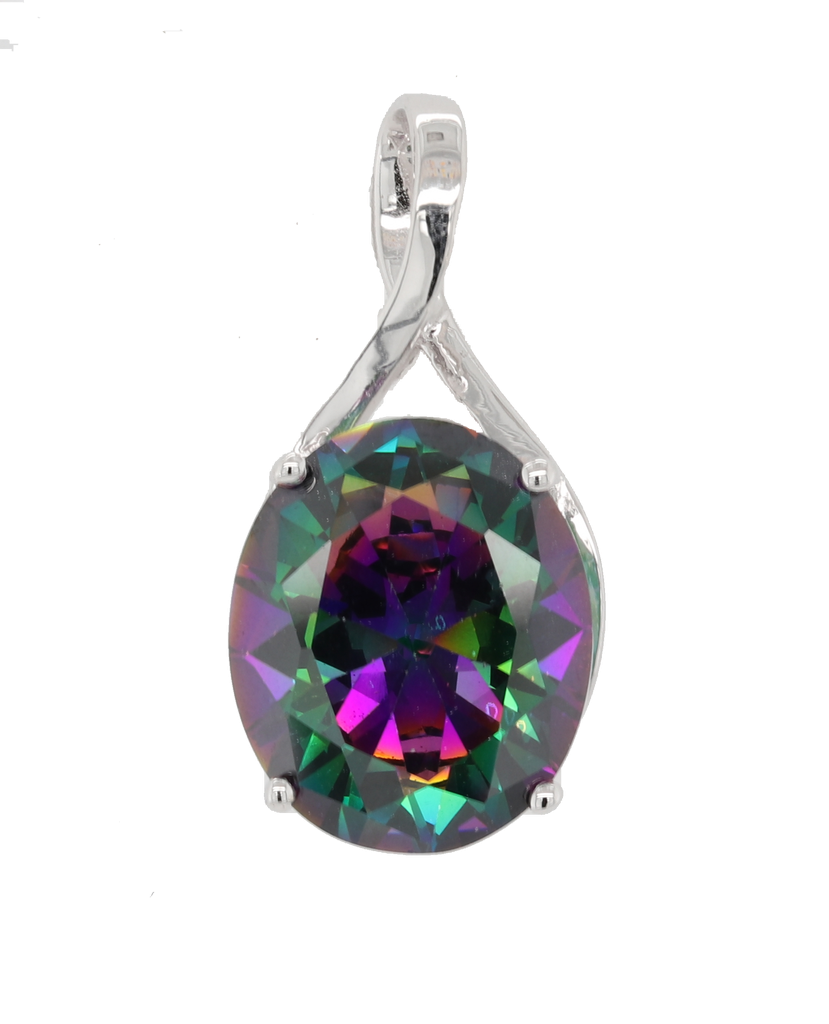 6 Carat - Sterling Silver Northern Lights Quartz Pendant