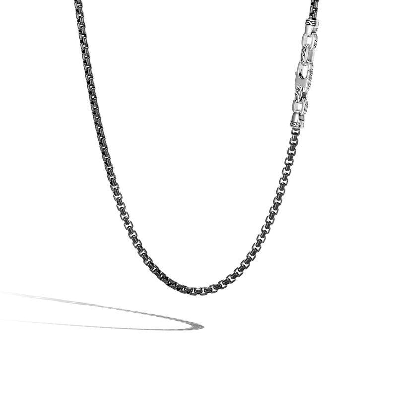 Classic Chain 4MM Box Chain Necklace in Blacked Silver