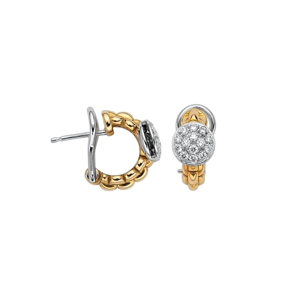 Eka Tiny Earrings with diamonds pave in yellow gold