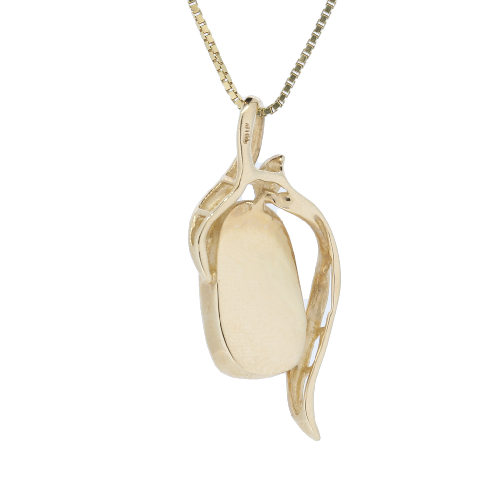 14kt Yellow Gold Free Form Shape Ammolite And Diamond Pendant Dia0.01Ct