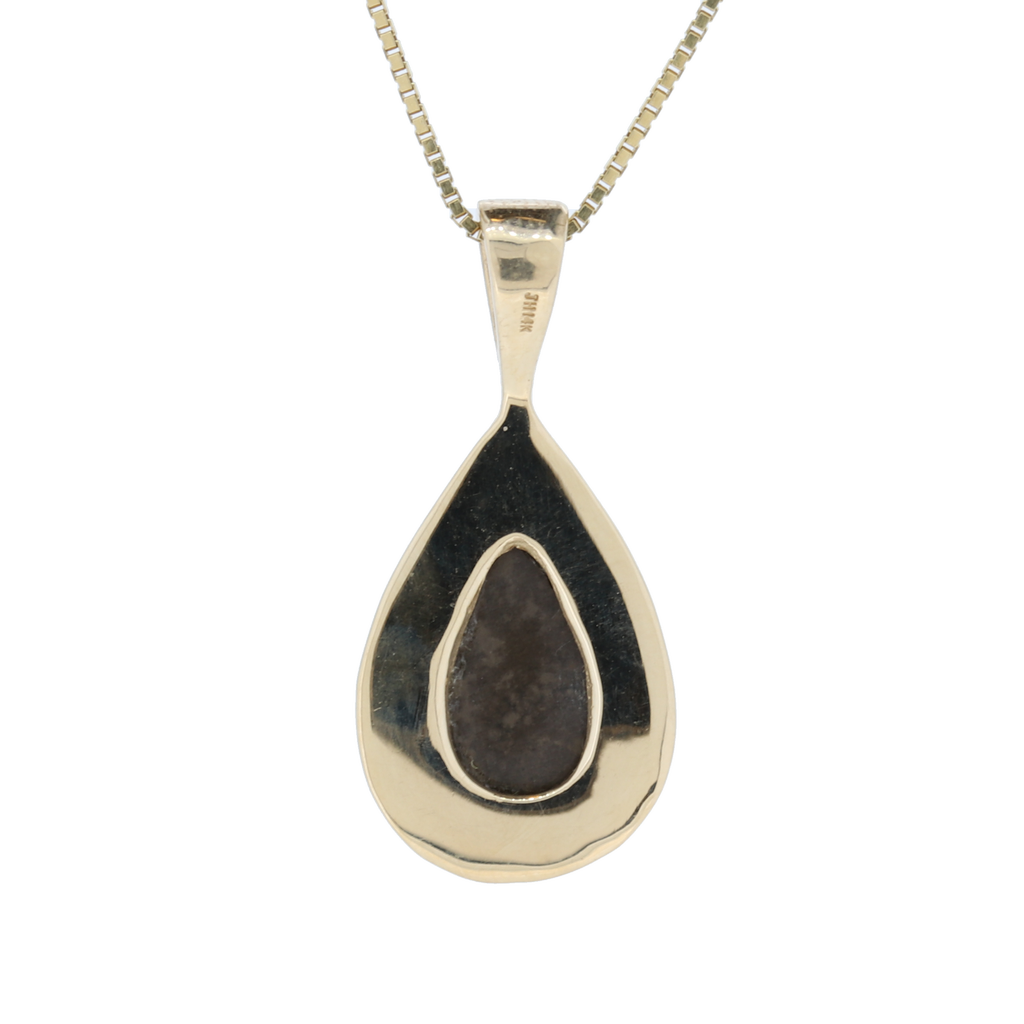 14kt Yellow Gold Tear Drop Ammolite Bezel Pendant