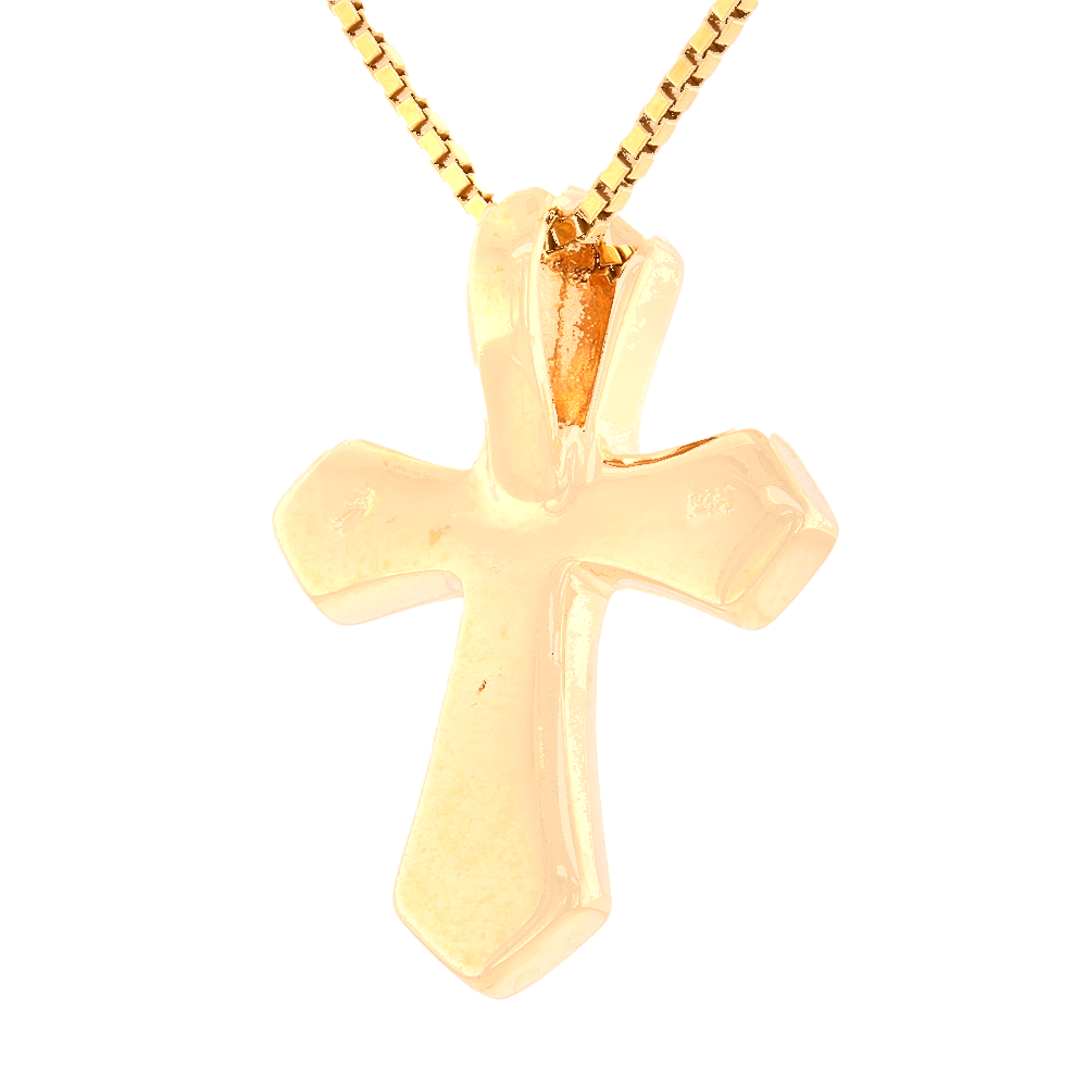 14kt Yellow Gold Natural Gold Quartz Cross Shape Pendant by Orocal