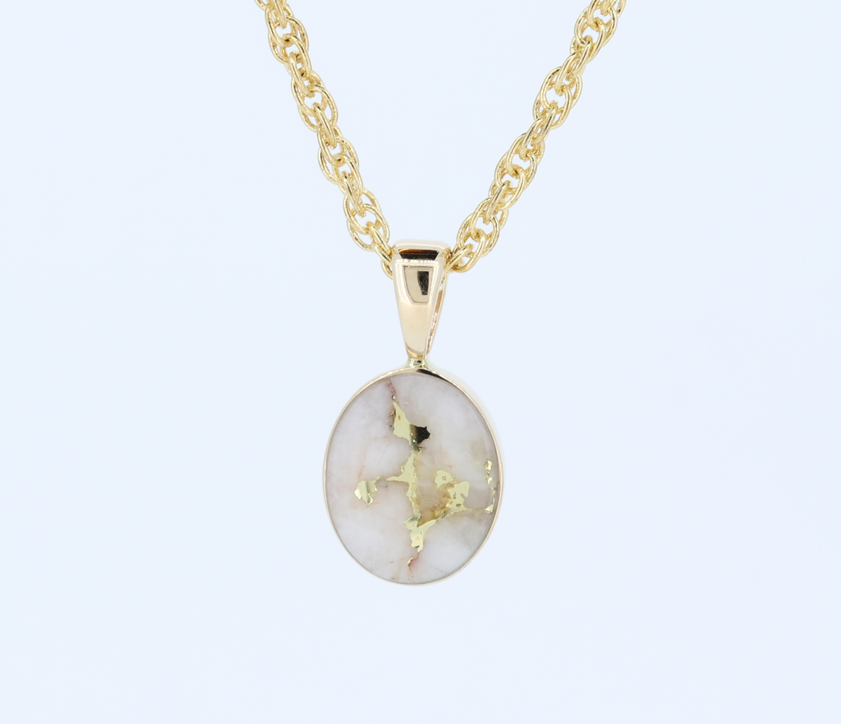 Gold Quartz Pendant in 14Kt Yellow Gold