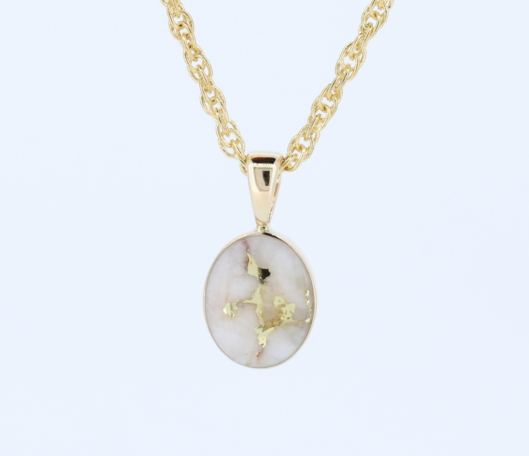 Gold Quartz Pendant in 14Kt Yellow Gold