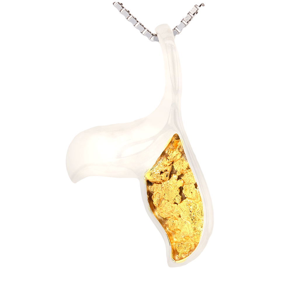 Sterling Silver Yellow Tone Whale Tail Pendant