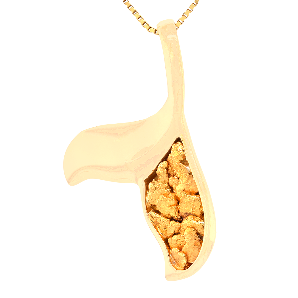 14kt Yellow Gold Whale Tail Natural Gold Nugget Pendant