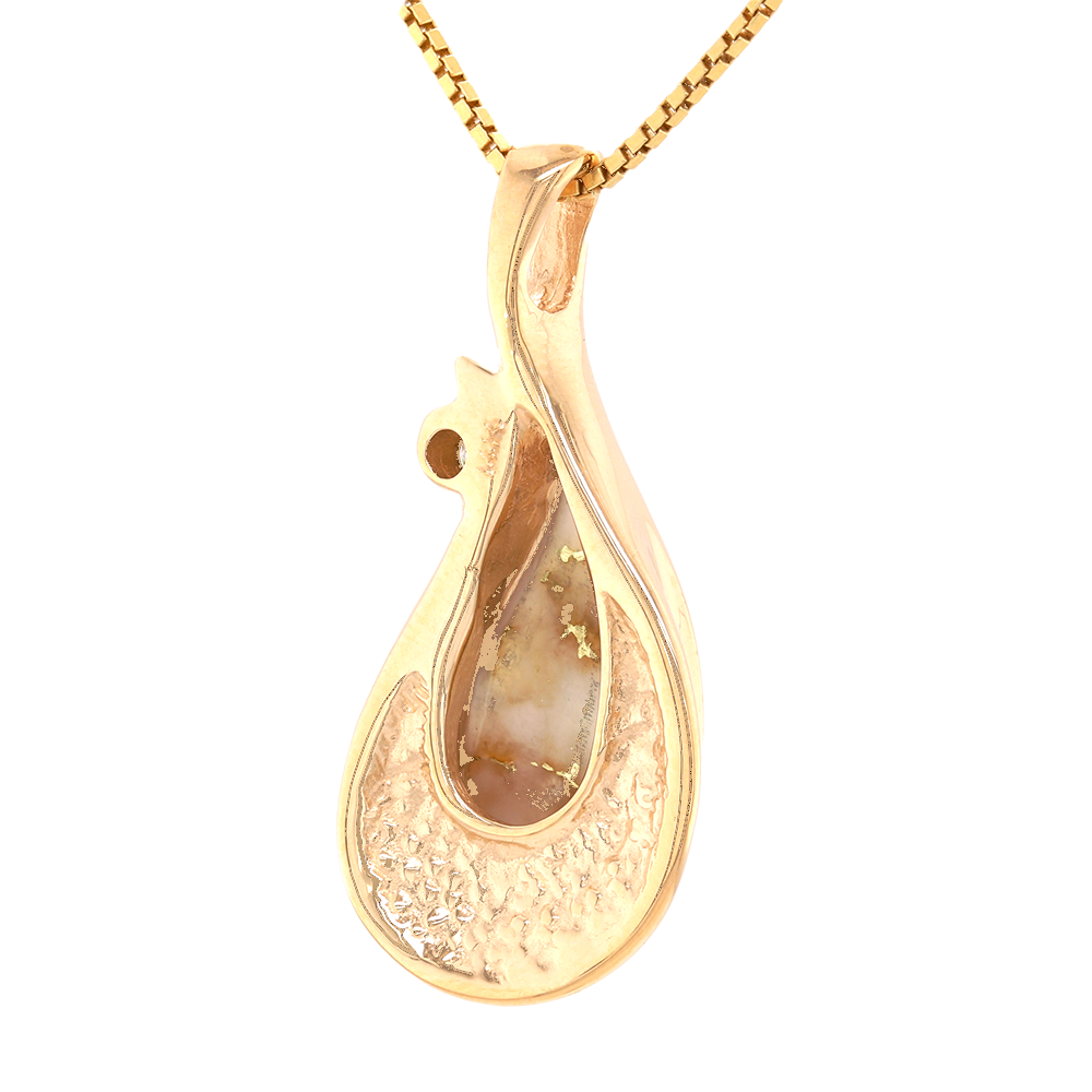 14kt Yellow Gold Natural Gold Quartz And Diamond Pendant