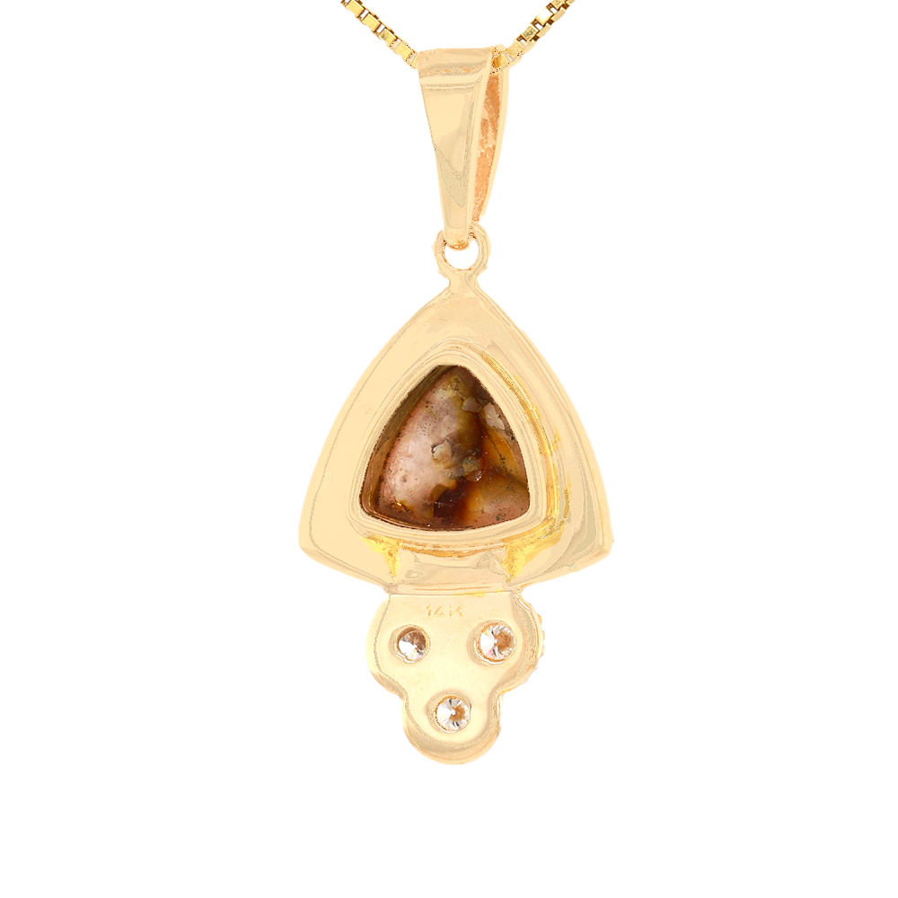 14kt Yellow Gold Natural Gold Quartz and Natural Gold Nuggets Diamond Pendant