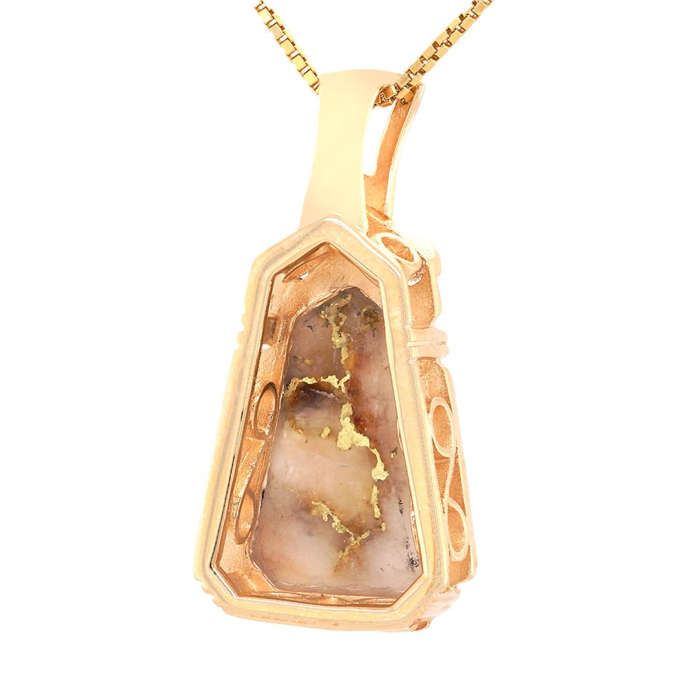 14kt Yellow Gold Natural Gold Quartz And Diamond Pendant