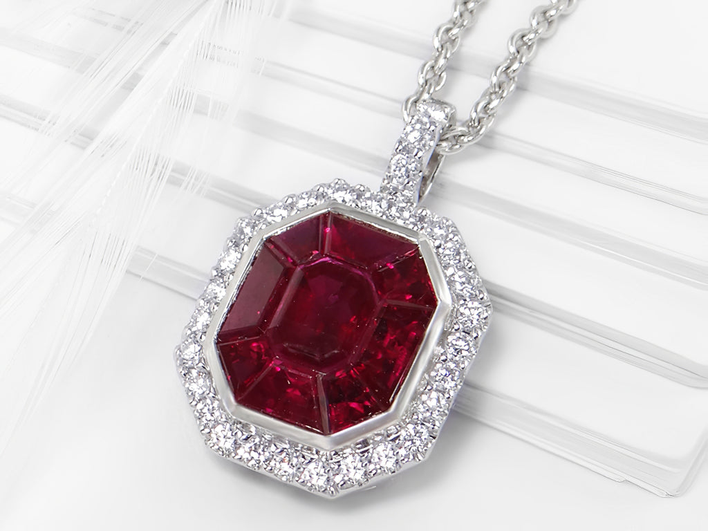 Ruby and Diamond Pendant In 18Kt White Gold