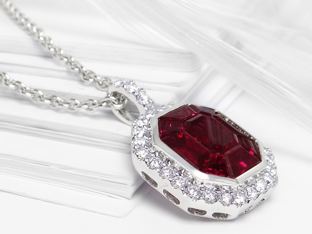 Ruby and Diamond Pendant In 18Kt White Gold