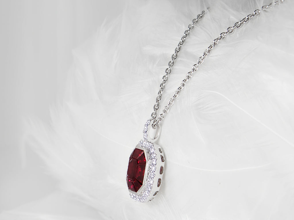 Ruby and Diamond Pendant In 18Kt White Gold